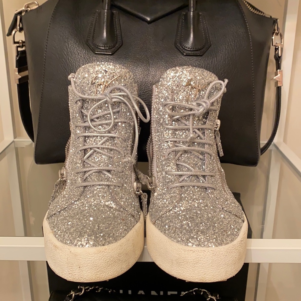 Giuseppe Zanotti Glittered Hi Too Sneakers size 38.5